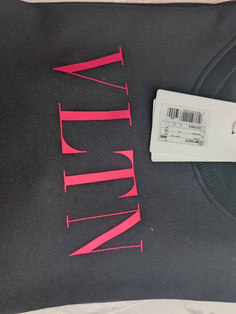 NWT Valentino VLTN Logo Sweatshirt - Black/Neon Pink